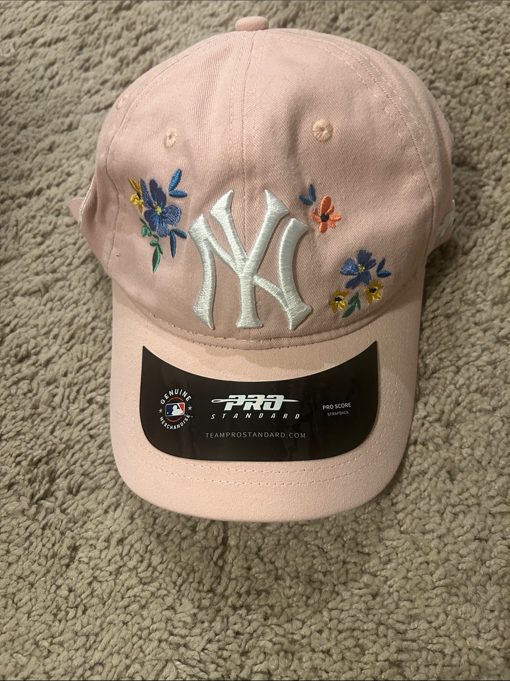 Urban Outfitters Light Pink Floral NY Embroidered Cap